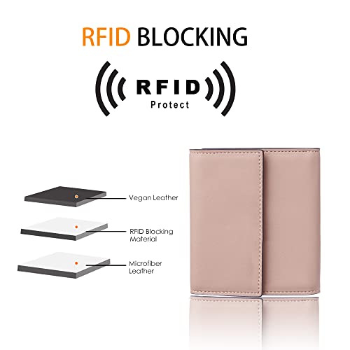 Travelambo RFID Blocking Small Mini Compact Wallet Coin Pouch Holder Trifold Credit Card Holder Pocket Purse for Women3