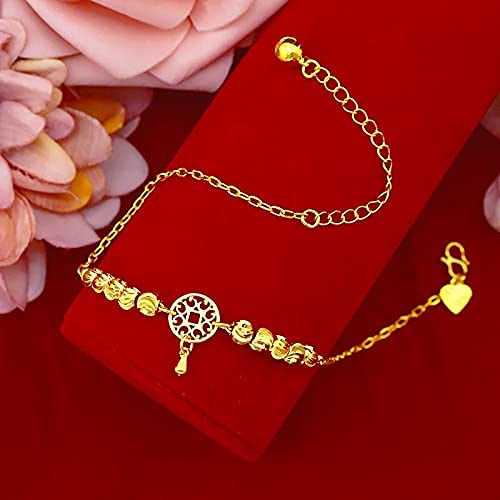 Fußkettchen, Fußkettchen, schlicht, modisch, 18 Karat Gold, Fußkettchen für Damen, Schmuck mit Wassermelonenperlen-Anhänger, Kette, Fußkettchen für Freundin, Geburtstagsgeschenke, weiblich (Gold)