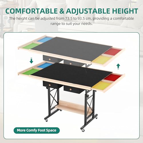 YITAHOME Mesa de Rompecabezas de 1500 Piezas con 4 cajones, Tablero de Rompecabezas inclinable Ajustable con ángulo de inclinación y Ajuste de Altura, mesas de Rompecabezas portátiles con Cubierta y - imagen 6