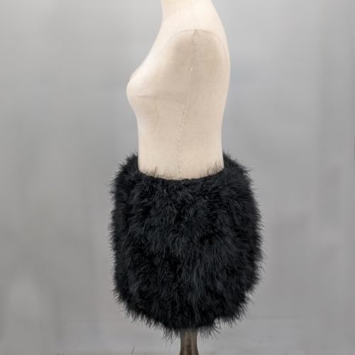 LVCOMEFF Women Feather Skirt Hot Short Dress Mini Elastic Skirt Furry Fluffy Clubwear Holiday4