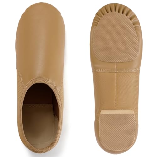 Unisex Jazz Shoe PU Leather Upper Women and Men's Slip-on Circle Elastic Dance Shoes3