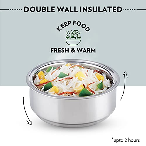 Borosil Carry Fresh Prime Stainless Steel Luncboxes With Carry Bag, Set Of 3 (280 Ml X 2, 180 Ml X 1), Lunchboxes For Office & College #TOP5