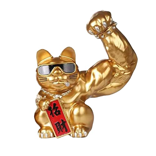 大きな中国の筋肉の腕の招き猫の置物と巨大な腕の猫の置物ビッグ, 左手