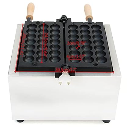 1500W Kommerzieller Bubble Waffeleisen Waffelmaker mit Antihaftbeschichtung, Einstellbar Temperatur und Zeit Kleines Waffel Maschine, Waffelautomat Waffelkugelmaschine mit Griff (0~5 Min, 50~300℃) – Bild 4