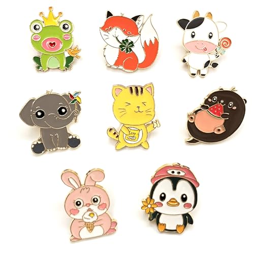 Cute Enamel Pin Set Lapel Pins Brooches Cartoon Animal Brooch Badge Pins for Clothes Bags Backpack Party Decoration Gift