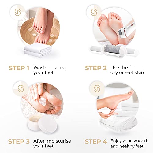 Electric-Foot-File-Pedicure-Feet-Hard-Skin-Remover-Foot-Scraper-Dry-Dead-Skin-Remover-Callus-Exfoliator-Rechargeable-Feet-Scrubber-with-5-Replacement-Rollers-Foot-Care-Skin-Removers