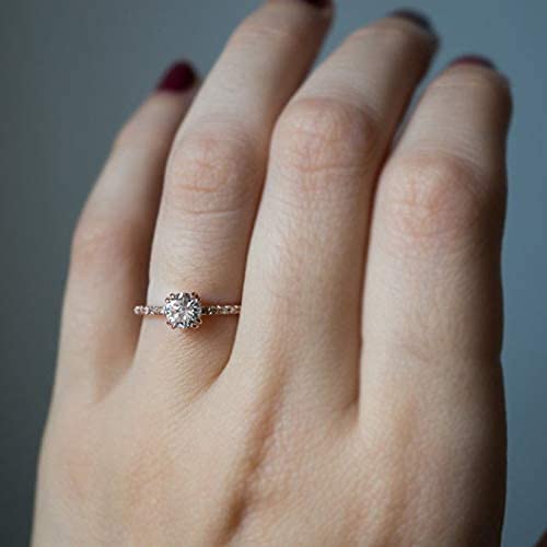 Rose Gold Plated 2ct Round CZ 4 Prongs Simulated Diamond Solitaire Wedding Engagement Rings for Women2