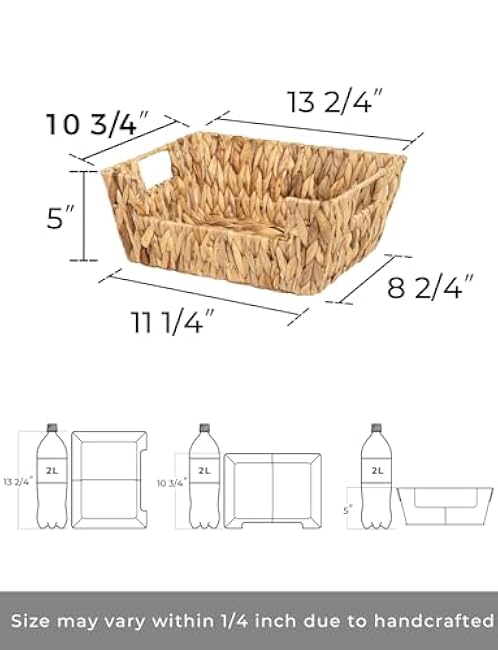 StorageWorks Wicker Basket for Pantry Organizers and Storage, Stackable Water Hyacinth Storage Baskets for Pantry Shelves, 2-Pack