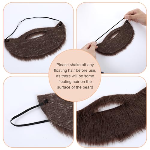 Fake Bart Braun Lustiger Bart Realistischer Gesichts Barts für Männer und Frauen Halloween Weihnachten Party Cosplay Zubehör