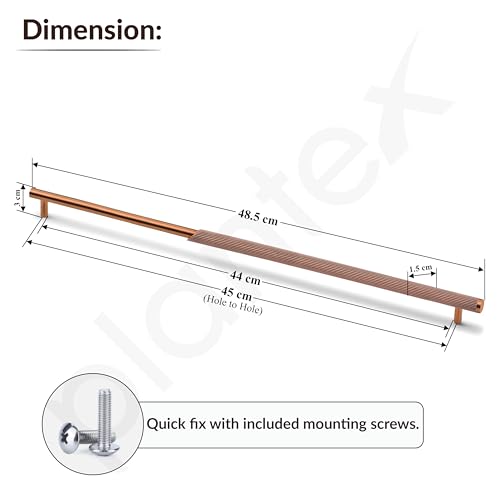 Image of Plantex Stainless Steel & Aluminium Cabinet Handle /450mm Wardrobe Handle for Home /Cupboard Door Pull-Push Handles for Office - Pack of 2 (Rose Gold)