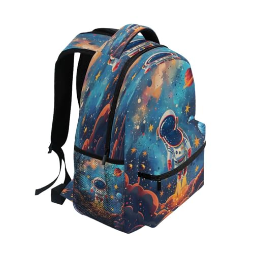 Astronaut Space Star Solar System Backpack for School Boys Girls Adults Kids Bookbag Laptop Bag 18L2