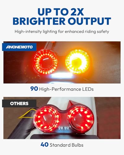 Image of Motorcycle Tail Light, Motorcycle Brake Light, IP67 Waterproof Motorcycle Turn Signals Running Light with License Plate Bracket Fit for Street Bike Cruiser Chopper Bobber (Smoke, 90 LEDS)