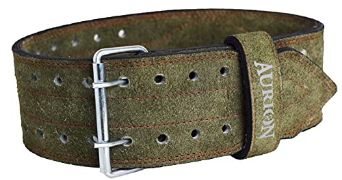 Image of Aurion Super-Belt-Medium(Black) Leather Weight Lifting Back Support Belt, Medium (Black) & Genuine Leather Pro Durable Comfortable & Adjustable with Buckle Weight Lifting Belt (Olive Green, Medium)