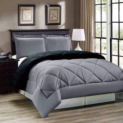 All Weather Reversable AC Blanket 150 GSM Ac Comforter for Single Bed Comforter 60 Inch X 90 Inches - AC Duvet 150 GSM Comforter |Black/Grey-image-47