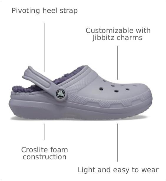 Image of Crocs Unisex-Adult Classic Lined Clog, Mauve Mist /Mauve Mist, 14 Women /12 Men