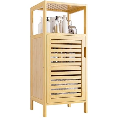 HITNET Freestanding Small Bamboo Storage Cabinet Cover
