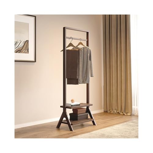 perchero vertical Colgador de suelo for dormitorio, perchero nórdico de madera totalmente maciza for sala de estar, Zapatero de almacenamiento de estilo chino for casa de familia perchero de pie(Walnu
