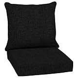 Arden Outdoor Deep Seat Cushion Set, 24 in x 24 in, Weather-Proof, Rain-Proof, Fade Resistant Patio Cushion for Chair, Sofa, and Couch Black Leala