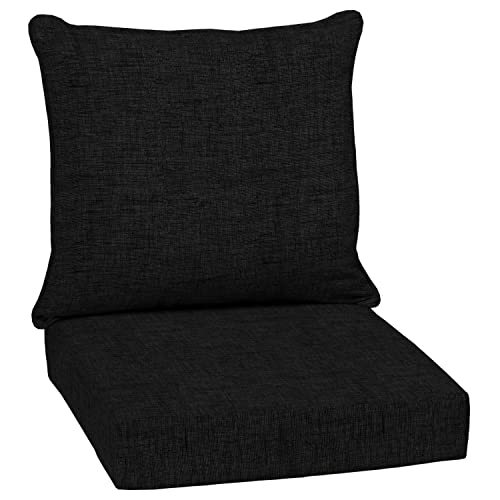 Image of Arden Deep Seat Outdoor Chair Cushion Set, 24 in x 24 in, Weather-Proof, Rain-Proof, Fade Resistant Patio Cushion Set for Chair, Sofa, and Couch Black Leala