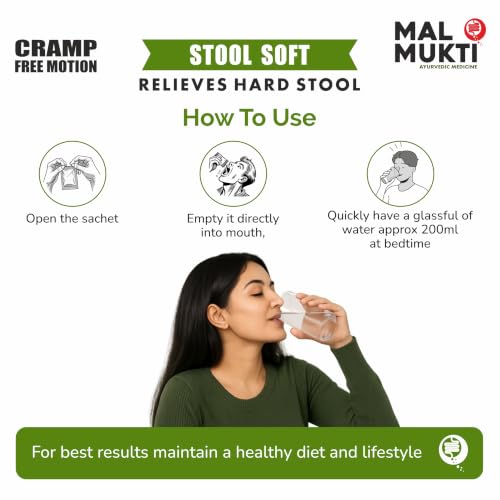 Image of Mal Mukti Stool Soft, Ayurvedic Digestive Aid Powder, for Constipation Relief, Stool Softening & Piles. Non-Habit Forming made with Amla, Baheda, Haritaki, Psyllum | 50g