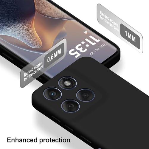 Image of DIZORO Microfiber Candy Case for Motorola G86 Power 5G Smooth Touch Cushion Liquid Soft Silicone Gel Rubber Phone Cases Non-Slip Full Body Protective Shockproof Back Cover -Black