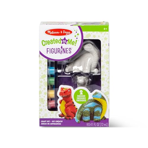 Image of Melissa & Doug Created by Me! Dinosaur Figurines Craft Kit (2 Resin Dinosaurs, 6 Paints, Paintbrush) (Pack of 12)