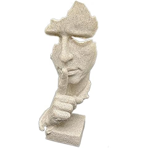 SMRTHMRT Creative and Abstract Face Statues & Hand Sculptures for Home Decor,Silent Man Figurine (Sand) Cover