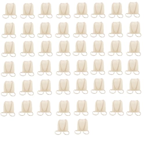 Adri   50 Bolsas mochila tela con cuerdas para pintar o personalizar 39 X 35 CM. Mochila de algodón 100% para el gimnasio o para la compra. (50 Mochilas)