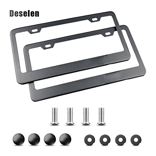 Deselen Stainless Steel License Plate Frame for Genesis with Screw Caps Cover Set, Genesis Letters，Matt Black (2 Pieces Front/Back) LP-GE02BT - Thumbnail 7