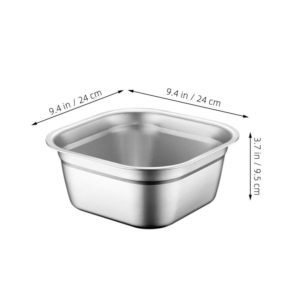 Amosfun Bacinella Quadrata in Acciaio Inossidabile 8.27X8.27X3.74 Pollici Ciotola Multiuso Per Lavare Verdure Frutta E Preparare Impasti Uso Domestico E Buffet
