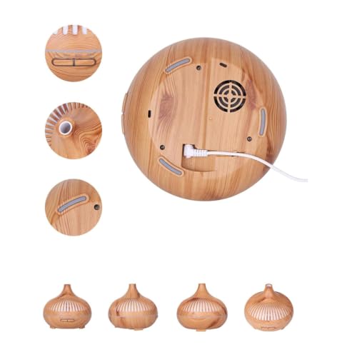 Image of Bedroom Humidifier for Sleep Essential Oil Diffuser with Flame Effect Night Light Ultrasonic Cool Mist Air Quiet USB Auto Shut Off Aromatherapy Diffuser (Humidifier Wood Grain)