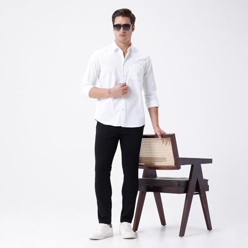 Image of BASICS Premium Cotton Stretch Formal Trousers for Men | Office Pants