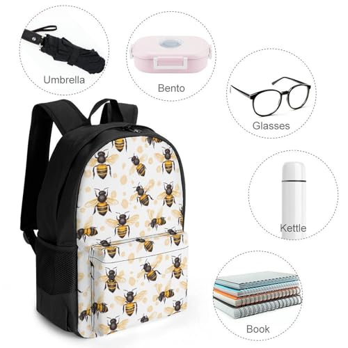 Honey Bees Travel Backpack Casual Daypack Shoulder Bag with Adjustable Shoulder Straps for Men Women3