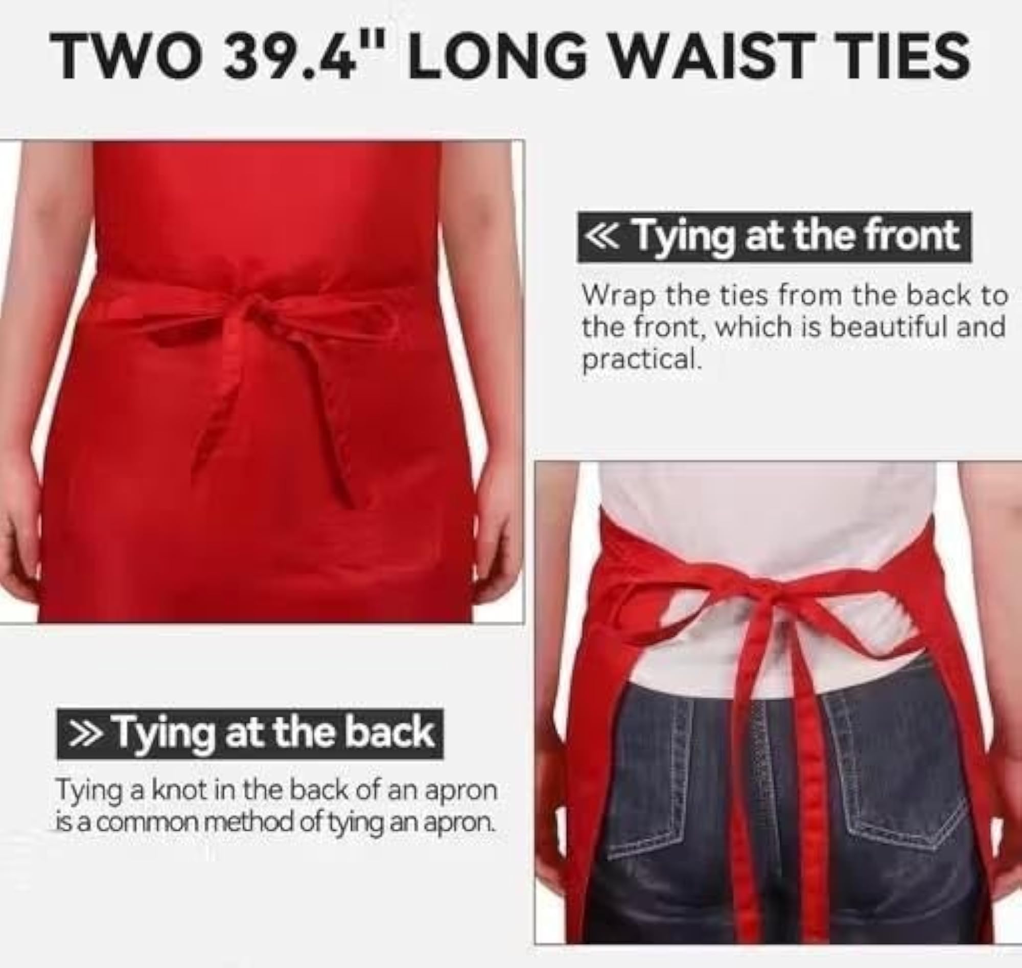 Pack of 2 Kitchen Cooking Aprons, Checkered Cotton with Pocket