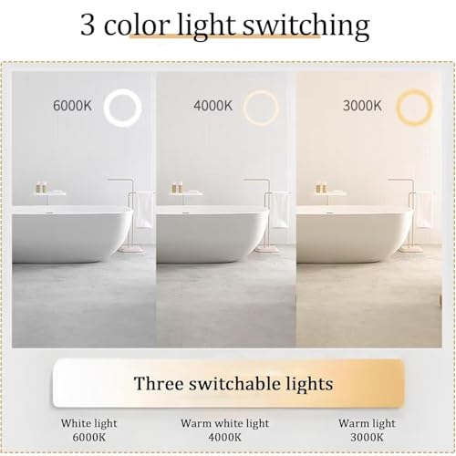 Miroir rond antibuée avec éclairage réglable pour coiffeuse - 7