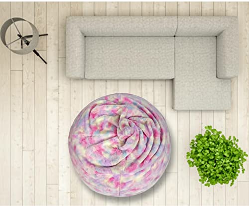 Image of New Tie Dye Rainbow Design Furry Bean Bag Chair. Premium and Luxurious Fur Bean Bag Without Beans Only Cover XXXL (Multicolour)
