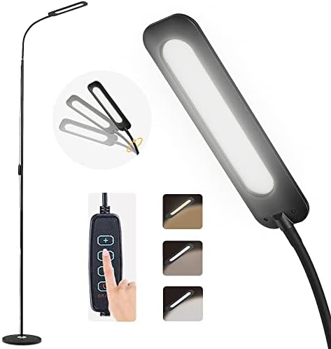 ALongDeng LED Floor Lamp, Dimmable Floor Lamps for Reading, Adjustable 3000K-6500K Colors & 10 Brightness Levels, Adjustable Gooseneck and Height Standing Light for Living Room, Bedroom, Office