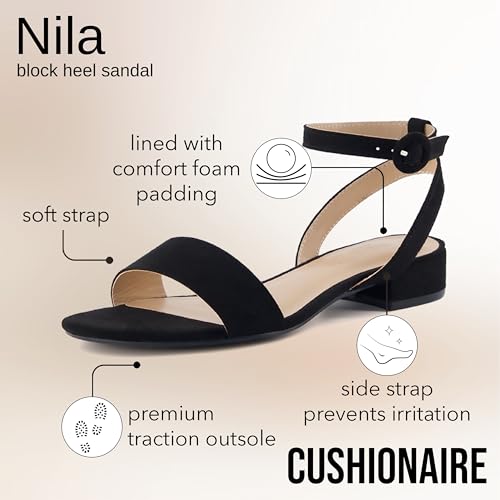 CUSHIONAIRE Women's Nila one band low block heel sandal +Wide Widths Available2