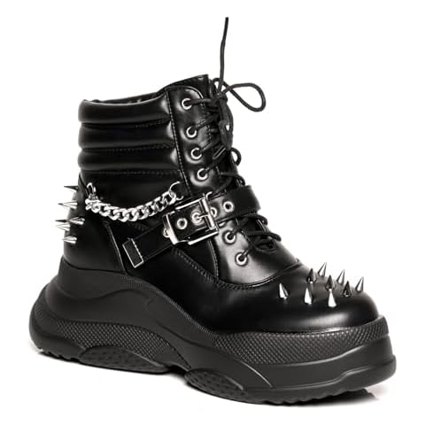 LAMODA Chunky Black Studded Sneakers for Women Cover