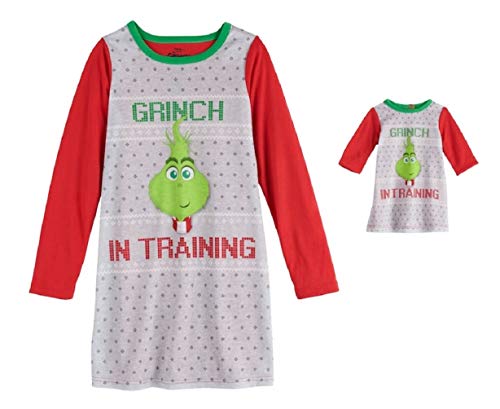 Jammies For Your Families The Grinch Nightgown & Matching Doll Gown (8) Green, 6