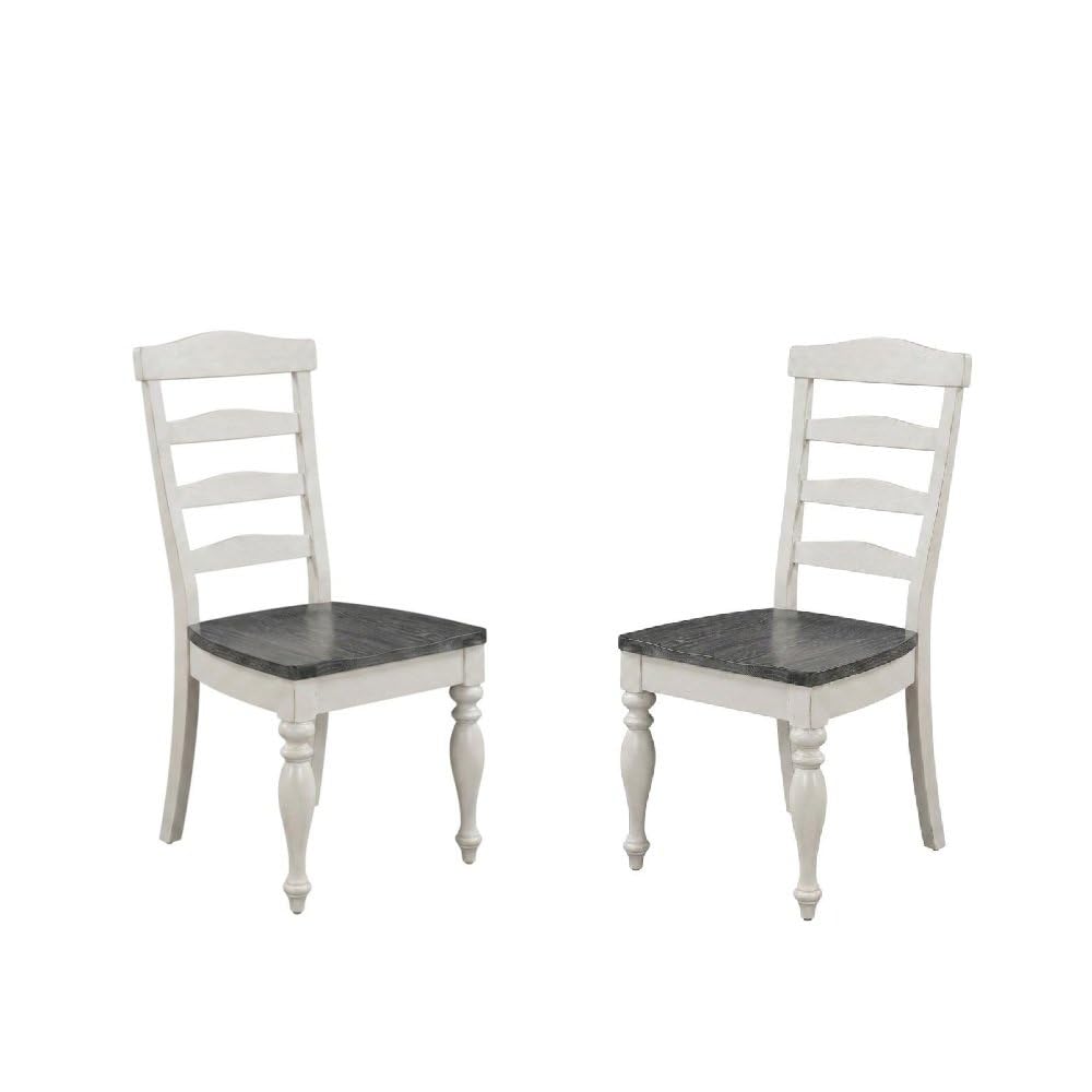 White Ladderback Dining Chairs Set of 2 with Wood Seats by Starlight Canyon Home – Solid Wood, Mahogany, White, Pack of 2
