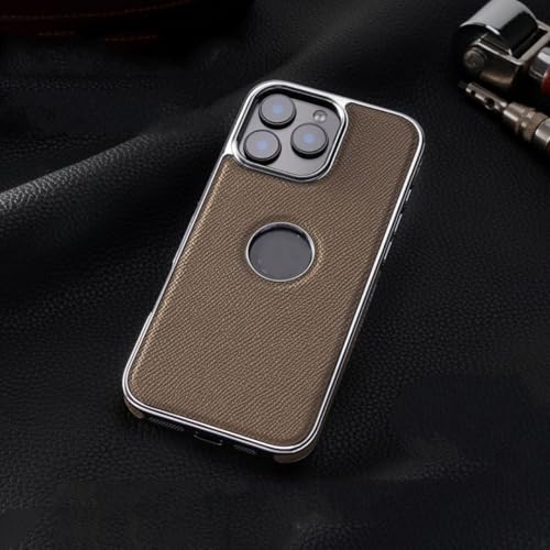 Coque pour iPhone 15 Promax en cuir naturel gris luxe