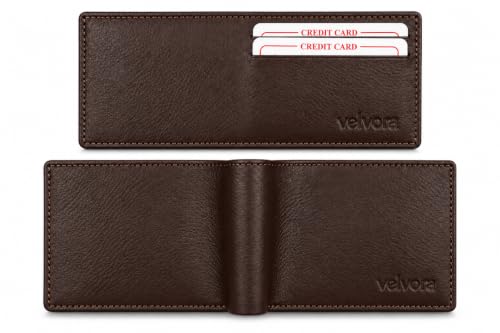 Image of Men's Bifold Wallet, Premium Leather Look Wallet for Men with Multiple Card Slots, Cash Compartment & Compact Slim Design, Stylish Everyday Pocket Wallet - Dark Brown