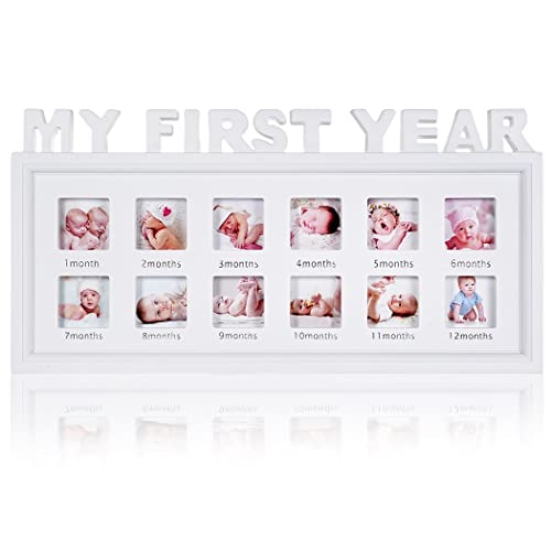 Image of Homaisson Newborn Baby Picture Frame, My First Year Newborn Keepsake Frame 12 Months, Photo Frame for Memories