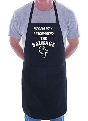 Print4U Slogan Novelty Cooking Apron Recommend The Sausage Black - Cosy Home Interiors Print4U Slogan Novelty Cooking Apron Recommend The Sausage Black - Image 2