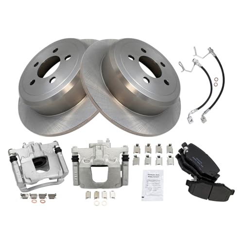 Image of TRQ Rear Brake Pad and Rotor Set Ceramic Calipers Compatible with 2008-2012 Jeep Liberty