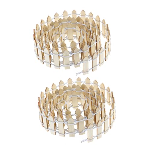 SOLUSTRE 2個 ミニチュアガーデンフェンス 高 原木色 可能な木製飾り フェアリーガーデンや鉢植え装飾用 小型盆栽アクセサリー