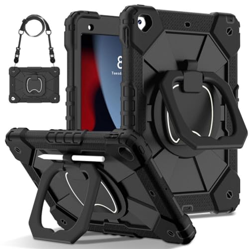 Coque iPad 10e génération antichoc avec sangle et support rigide silicone noir