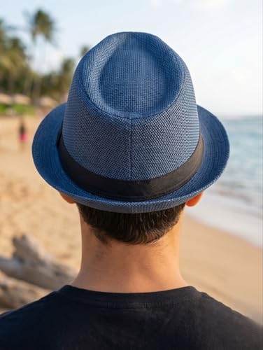 Image of BookMyCostume Blue Western Cowboy & Ballroom Style Hat | Fancy Dress Accessory for Dance, Stage Shows & Theme Parties For Adults
