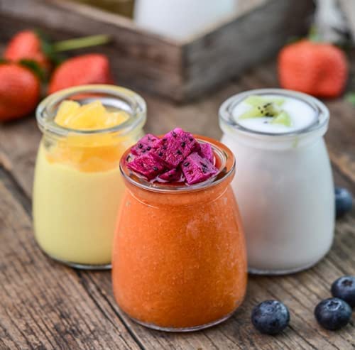 Image of SOLIGT Marve 6 pcs Glass Pudding Jar With Plastic Lid /Small Glass Bottles For Desserts /Yogurt Jar For Decorations Ideal for Jam, Honey, Wedding Favors